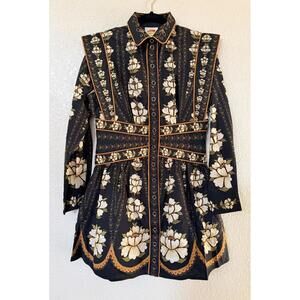 New Farm Rio Floral Long Sleeve Cotton Dress In Black Multi Size S $298